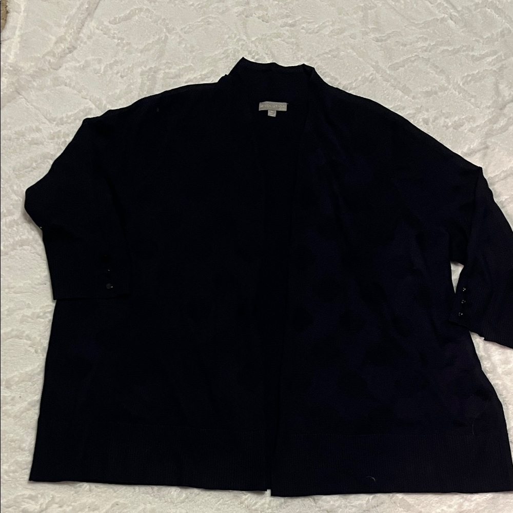 😻PLUS SIZE Dark blue open Front Cardigan